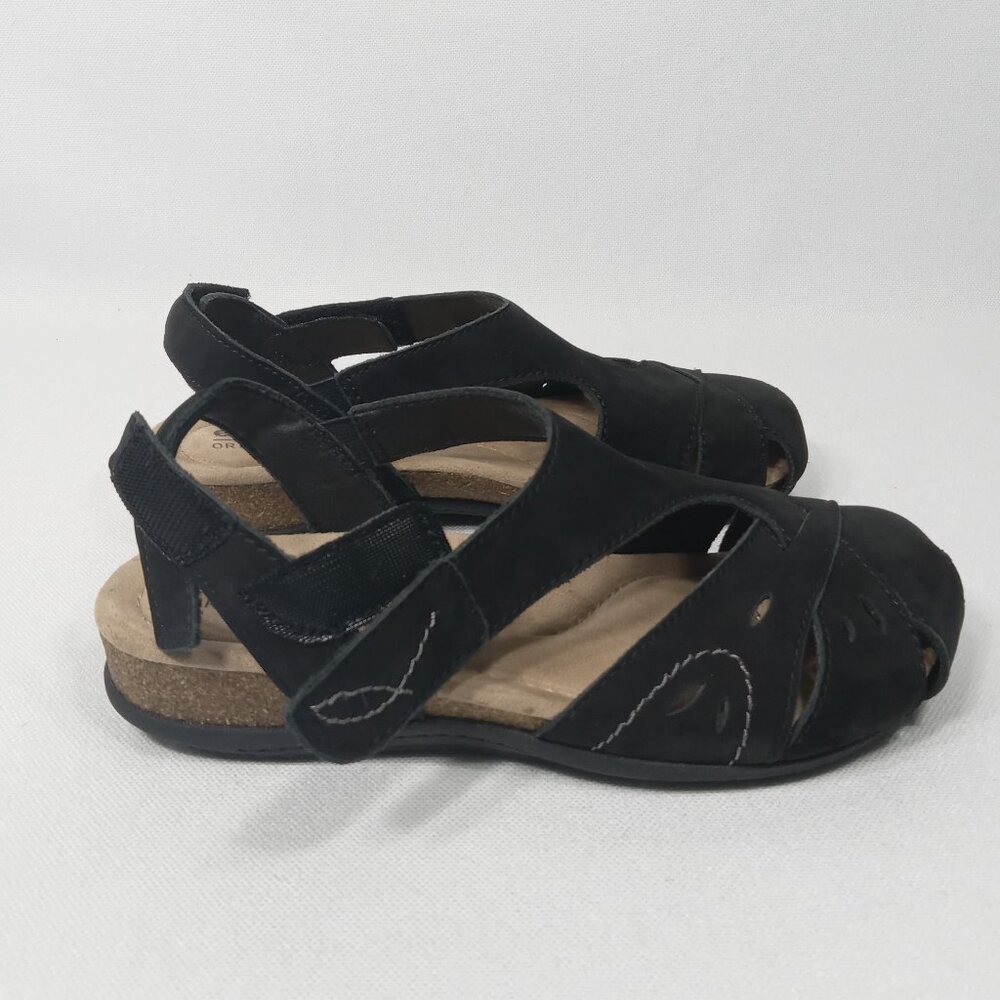 EARTH ORIGINS Black Soft Leather Sandals Womens Size 6.5 W - Picture 2 of 12